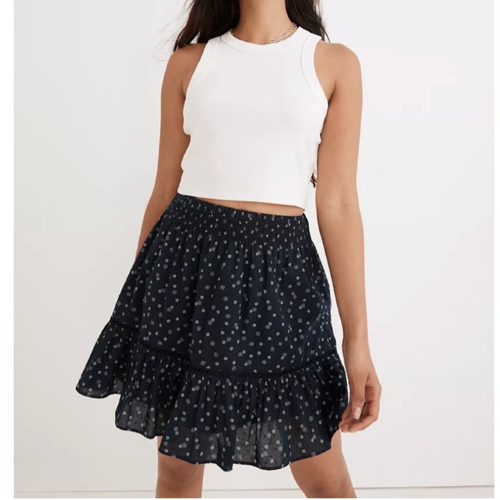 NWOT Madewell Smock-Waist Ruffle Mini Skirt in Bandana Flower